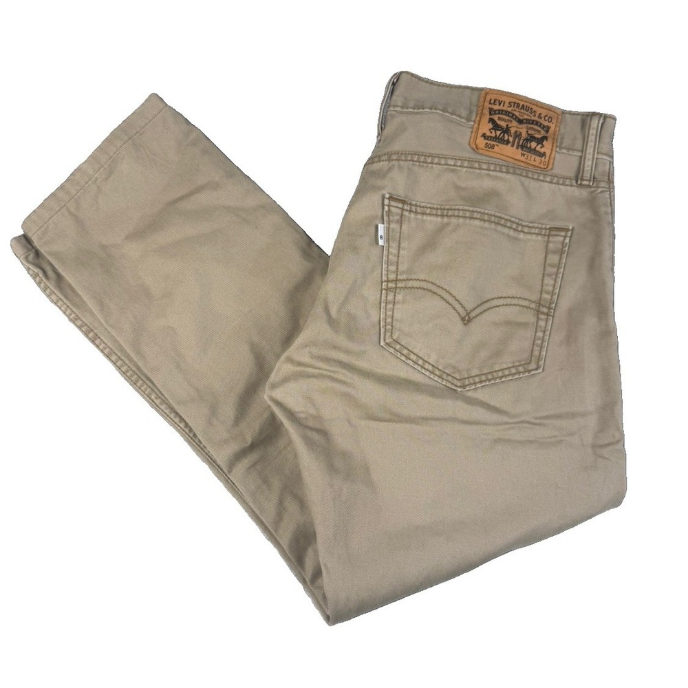 Levis 508 Mens Jeans 31x30 Khaki Tan Regular Taper Pants 05521-0015